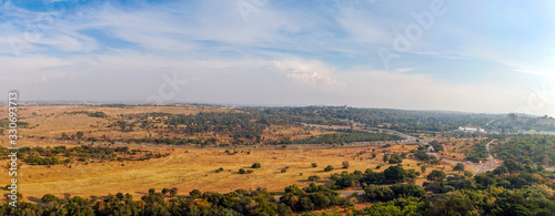 Landscape with fields and trees next to Pretoria, capital city of South Africa