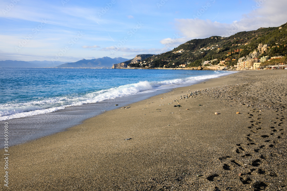 Varigotti (SV), Italy - December 30, 2017: Varigotti beach, Italian Riviera, Savona, Liguria, Italy