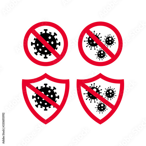 Coronavirus Bacteria Icon, 2019-nCoV Coronavirus Bacteria icon. Coronavirus outbreak Stop virus. Isolated vector icon of virus on white background for poster, banner, flyer.