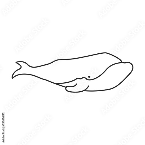 Whale right vector icon.Outline vector icon isolated on white background whale right.