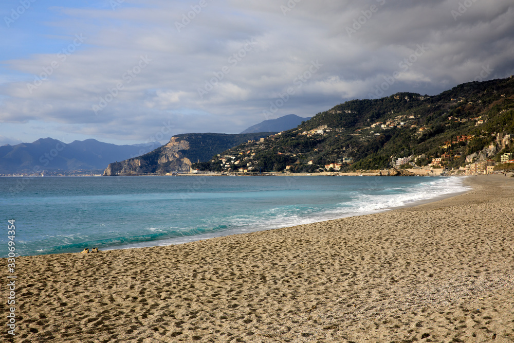 Varigotti (SV), Italy - December 30, 2017: Varigotti beach, Italian Riviera, Savona, Liguria, Italy