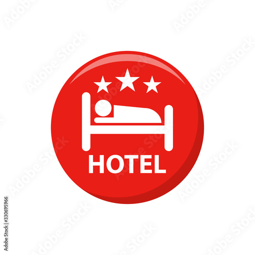 Hotel icon red button. Hotel icon web button. illustration on white background. EPS 10