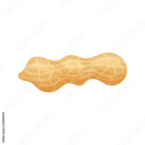 Fresh peanuts closeup. Colorful simple flat cartoon style. Isolated vector illustration.