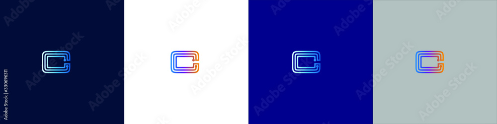 Letter C tech logo icon design. Vector template graphic elements. Technology, digital interfaces, hardware and engineering concepts. Graphic made of circuits Letter C tech logo icon design. Vector template graphic elements. Technology, digital interfaces, hardware and engineering concepts. Graphic made of circuits