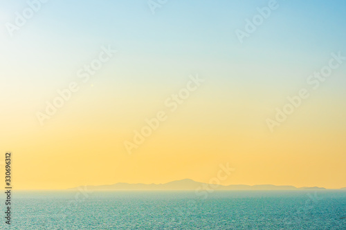 Beautiful sunset or sunrise around sea ocean bay with cloud on sky