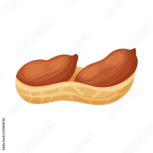 Fresh peanuts closeup. Colorful simple flat cartoon style. Isolated vector illustration.