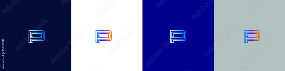 Letter P tech logo icon design. Vector template graphic elements. Technology, digital interfaces, hardware and engineering concepts. Graphic made of circuits