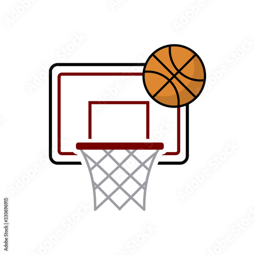 Orange basket ball vector icon. Flat sign for mobile concept and web design. Basketball Ball and Hoop icon. Symbol, logo illustration.