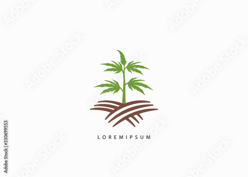 Hemp Farm Logo - Hemp Garden Logo. Cannabis Farmer market Vector