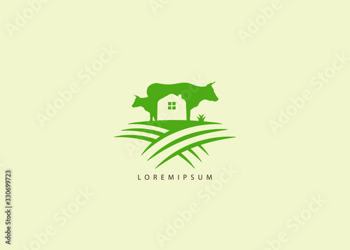 Farm House logo. Cow Farm Logo - simple logo farmer icon
