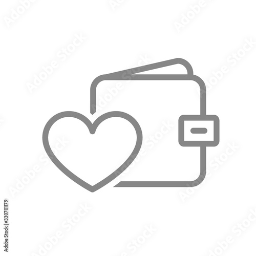 Free Download Wallet with heart line icon. Money insurance, like, feedback symbol - GFXLoad