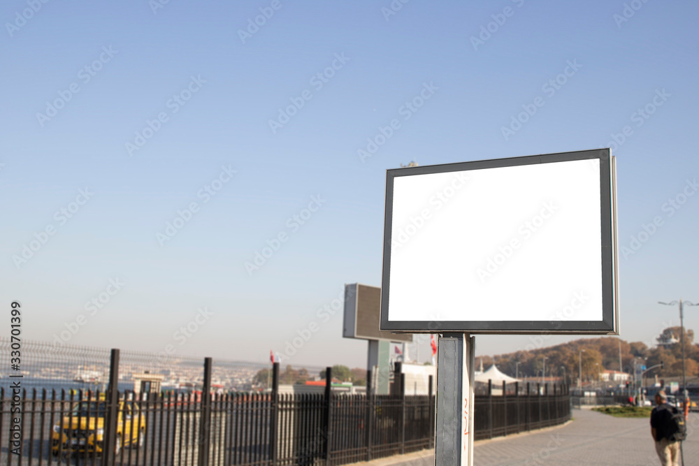 Empty rectangular bilboard. Photographed on the edge.