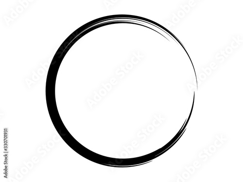 Grunge circle made of black paint.Grunge oval shape made for marking.Grunge black logo made of ink.