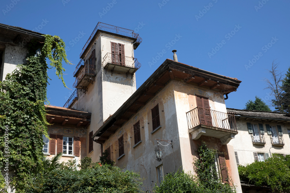 Orta San Giulio (NO), Italy - September 02, 2019: Typical houses in Orta, Orta, Novara, Piedmont, Italy