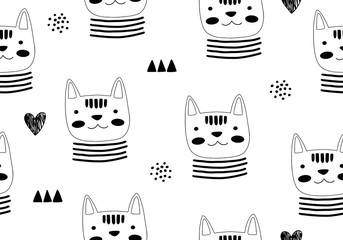 Acrylglasbilder Katzenmuster Abstrakte Katzen mit bunten Formen  © OliaGraphics