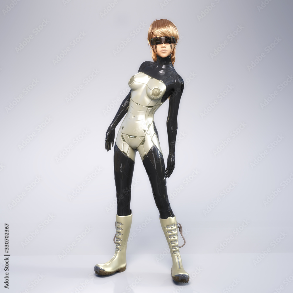 Artistic 3D illustration of a science-fiction female Artistic 3D illustration of a science-fiction female