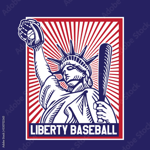 Statue Liberty American Baseball Player