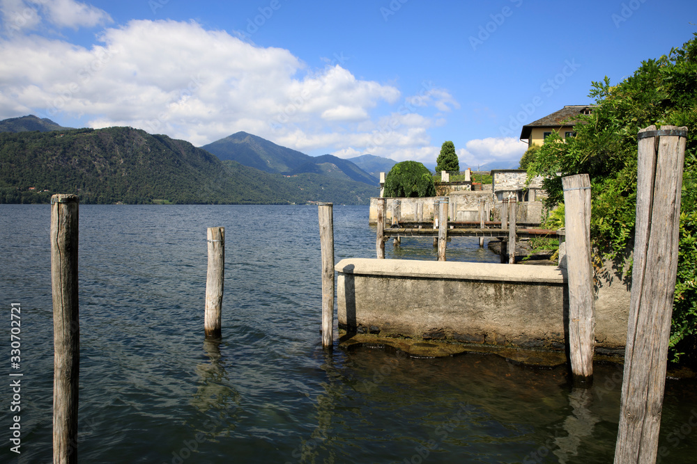 Orta San Giulio (NO), Italy - September 02, 2019: Typical landscape in Orta lake, Orta, Novara, Piedmont, Italy