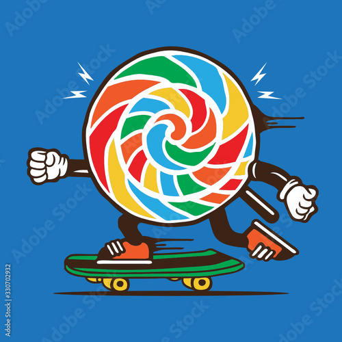 Lollipop Candy Skateboarding Character Design