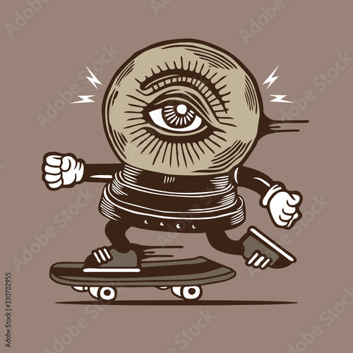 Crystal Ball Fortune Teller Skateboarding Character Design