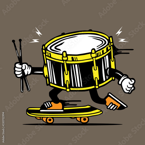 Drums Musical Instrument Skateboarding Character Design