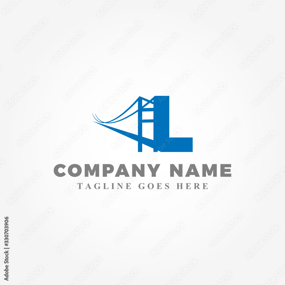 initial letter L blended with modern bridge logo template