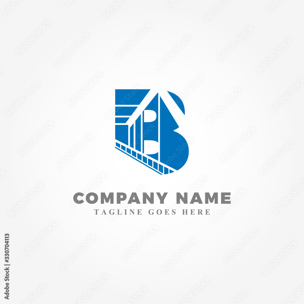 initial letter B blended with modern bridge logo template