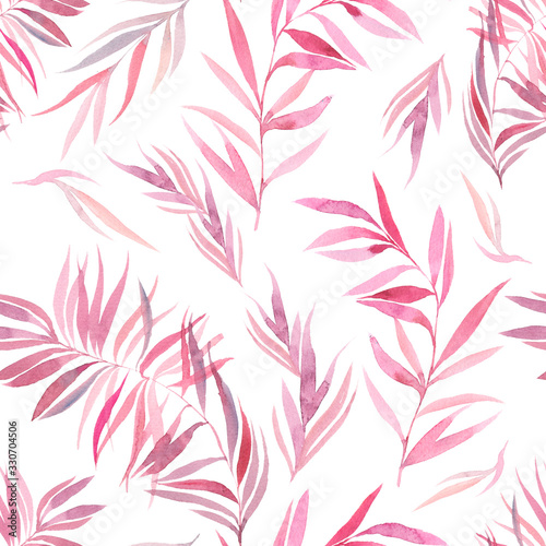 Watercolor palm tree seamless pattern