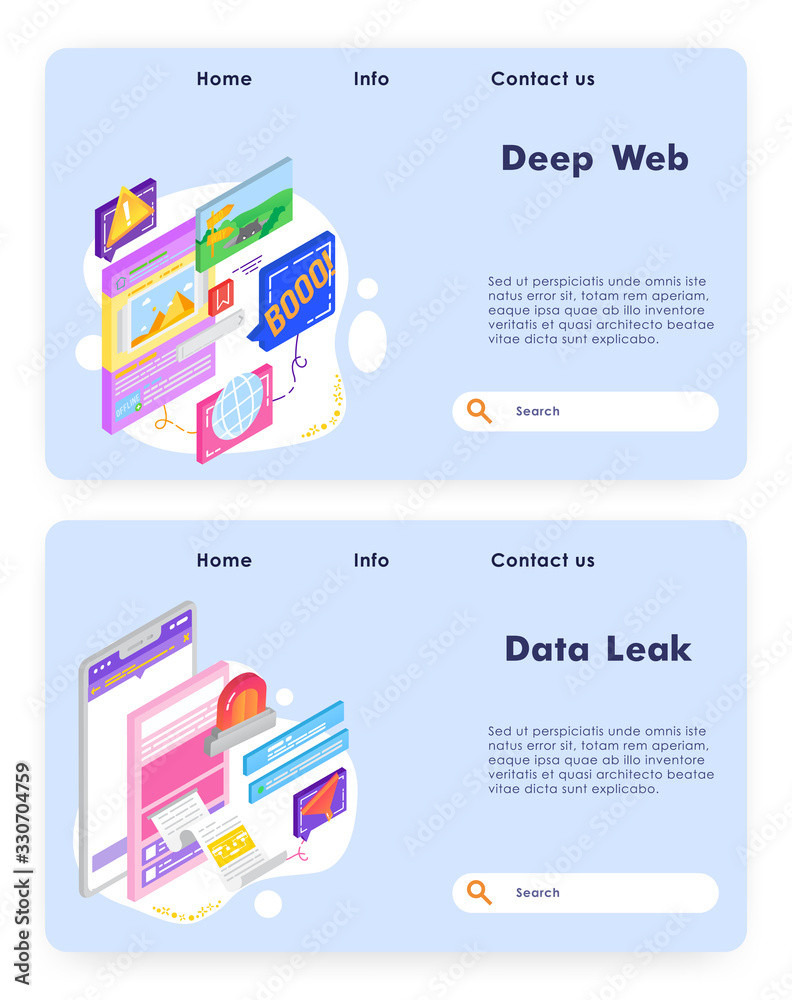 Online payment and financial bill. Deep web technology. Social media. Vector web site design template. Landing page website concept isometric illustration.