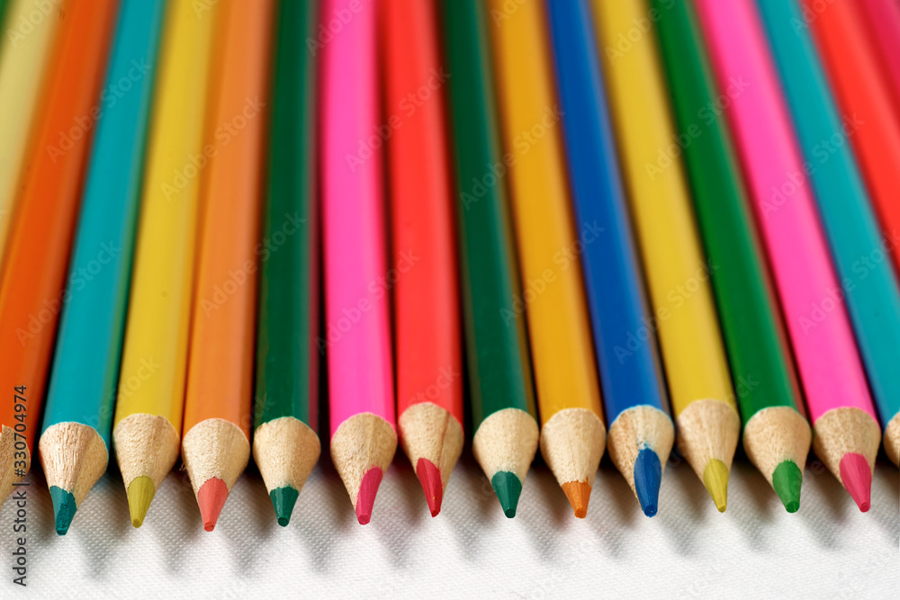 Color pencils lying on a white background. Color pencils lying on a white background.