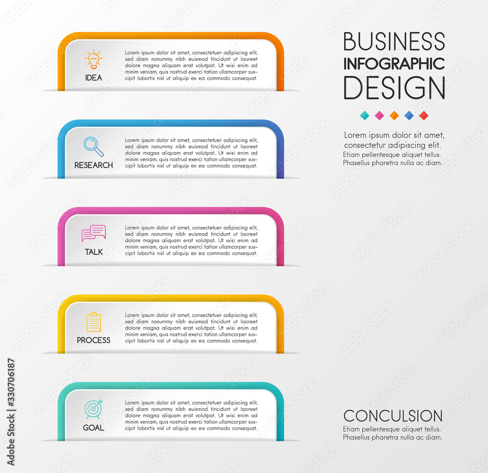 Vertical infographic with 5 steps. Business diagram. Vector Vertical infographic with 5 steps. Business diagram. Vector
