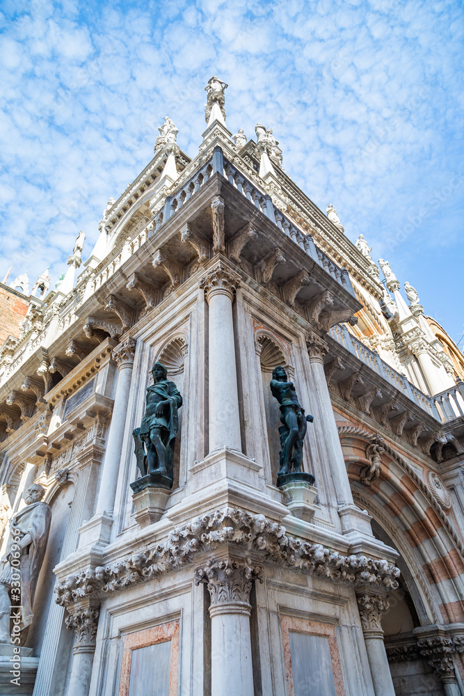Exterior of the Doge Palace or Palazzo Ducale, a palace built in Venetian Gothic style in the city of Venice in northern Italy