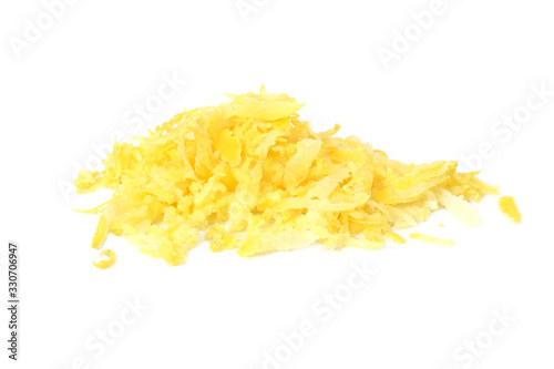 lemon zest isolated on white background. healthy food