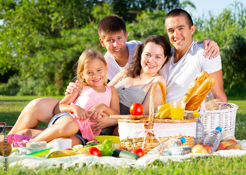 Cheerful family on picnic
