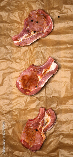 fresh tasty slices of pork steak