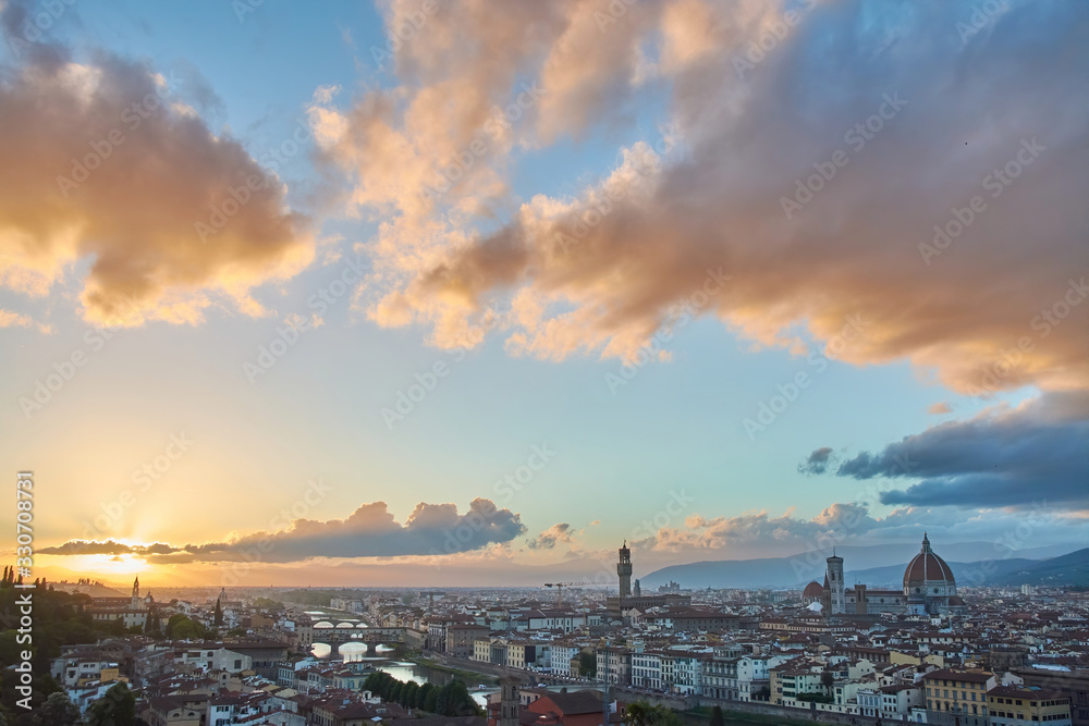 panorama sunset in florence