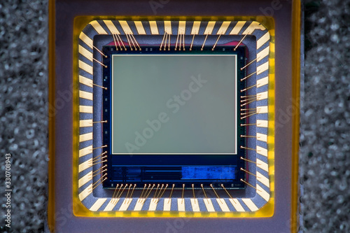 Photosensitive digital camera sensor. Close-up photo, macro shot.