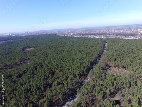 Aerial view of the saburb landscape (drone image).Near Kiev,Ukraine