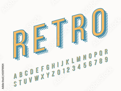 Stylish trendy logotype Retro Bar. 3D colorful Font