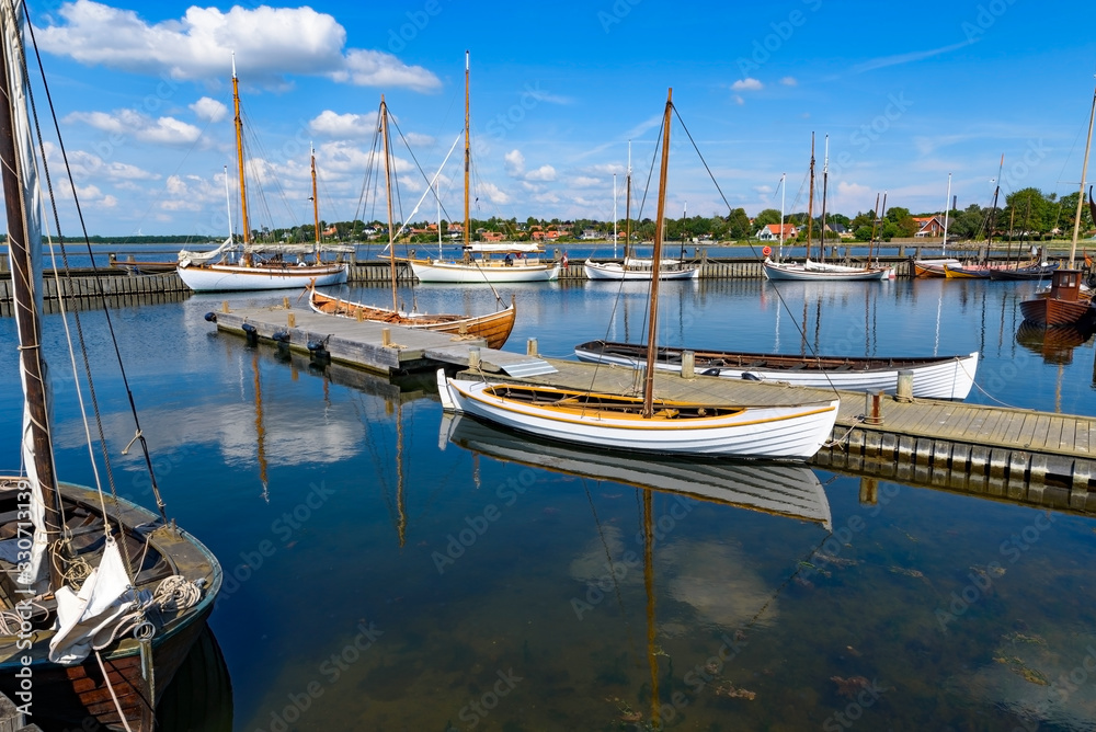 Fototapeta premium Landscape in harbor of Roskilde, Denmark