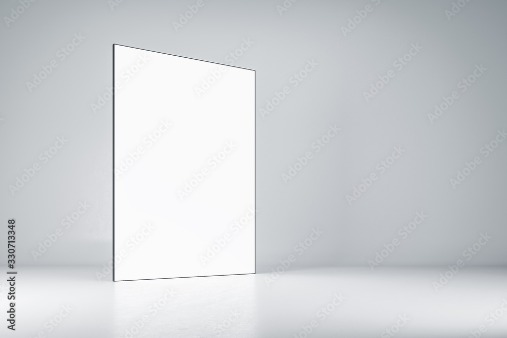 Blank banner in white interior Blank banner in white interior