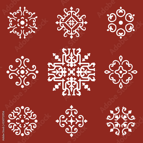 Caucasian ornament symbols set.