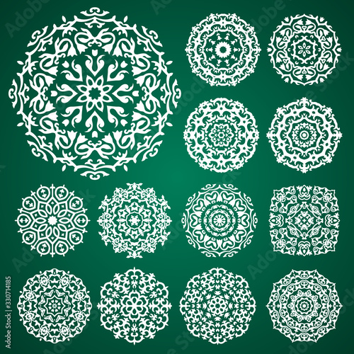 Caucasian ornament symbols set