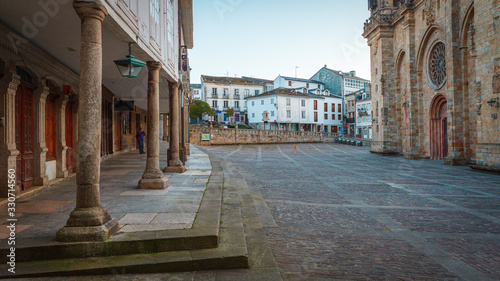 Mondonedo (Mondoñedo) square and cathedral, on the way of St. James, Galicia, Spain photo