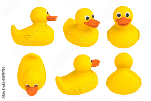 Obraz na plátně Yellow set rubber duck isolated