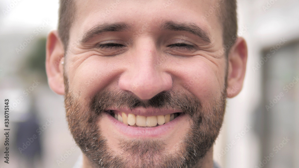 Close up of Smiling Beard Casual Man Face Close up of Smiling Beard Casual Man Face