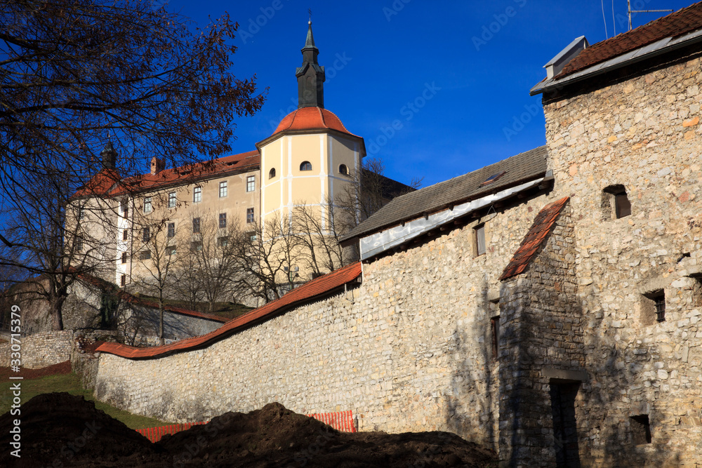 Skofja Loka / Slovenia - December 8, 2017: The castle in Skofja Loka village, Slovenia