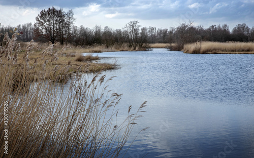 National Park the Weerribben Overijssel Netherlands. De Wetering. Nederland. Peetlands and reedfields.