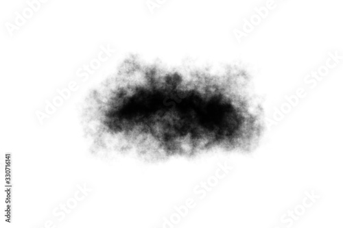 Black smoke stock image Isolated on white background, Concept design Halloween