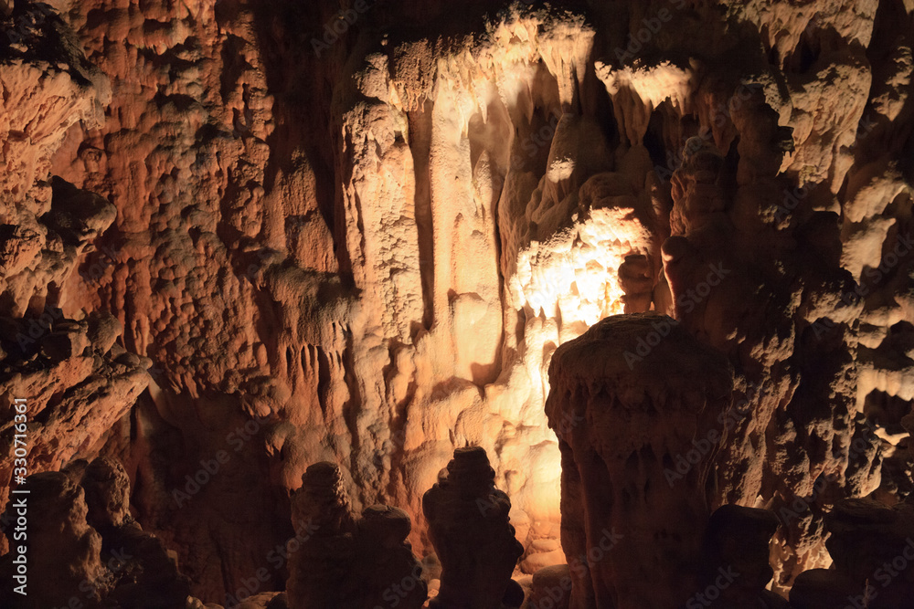 Postojna / Slovenia - December 9, 2017: World famous cave Postojna with stalactites and stalagmites, Slovenia